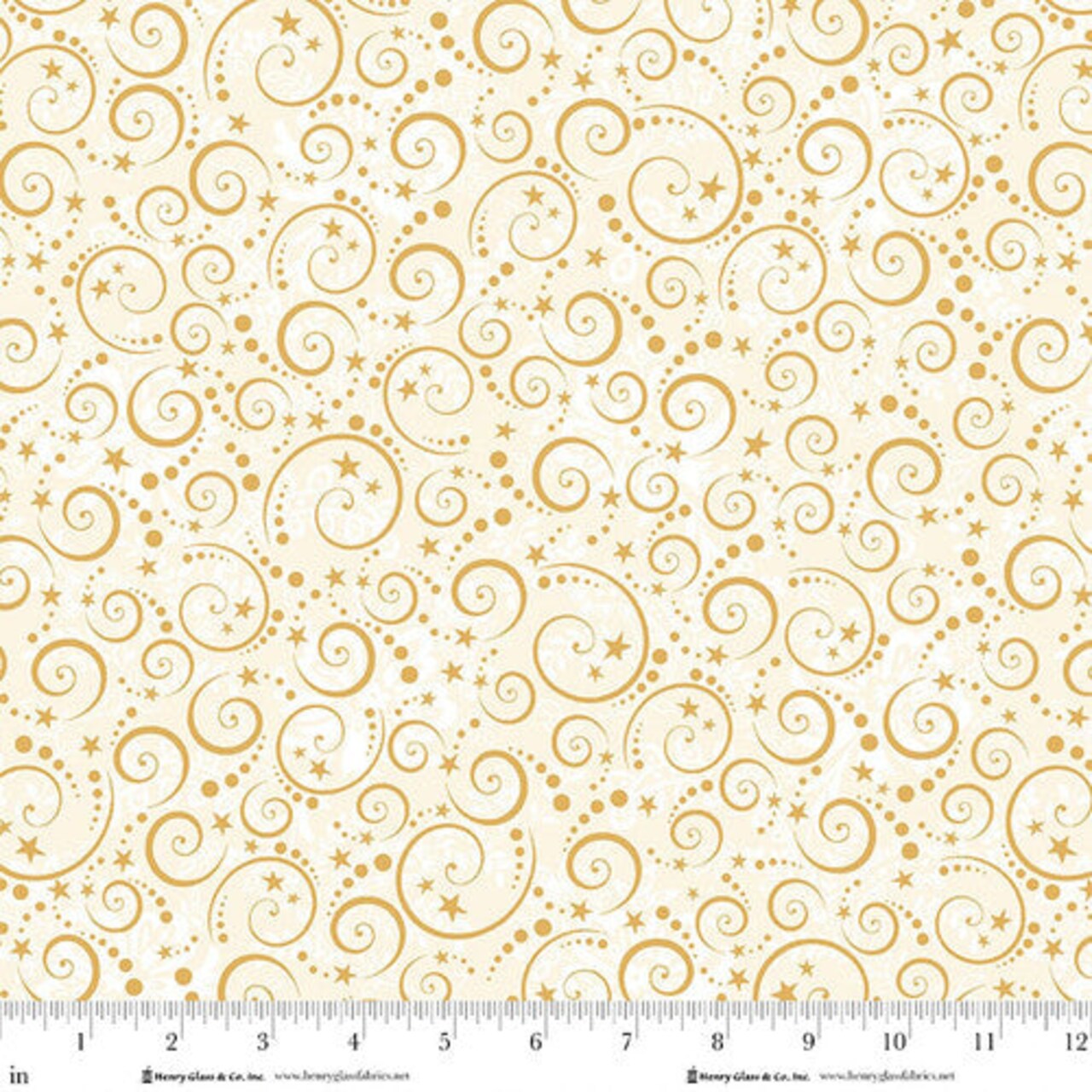 Fabric Henry Glass Cream Swirls Scandinavian Holiday by the Quarter Yard 3456-44
